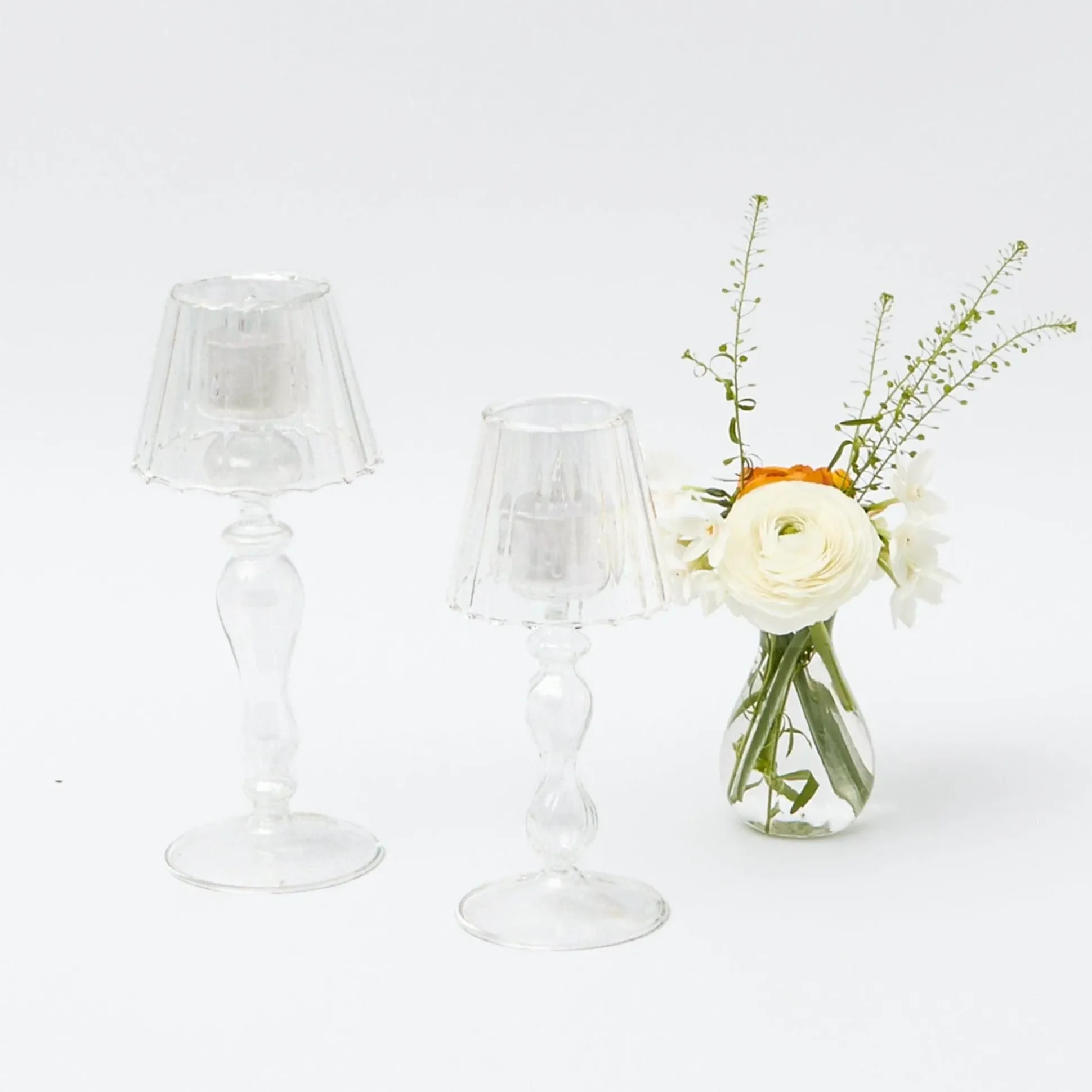 Glass Lantern Tea Light Holder (Pair) - 24Cm