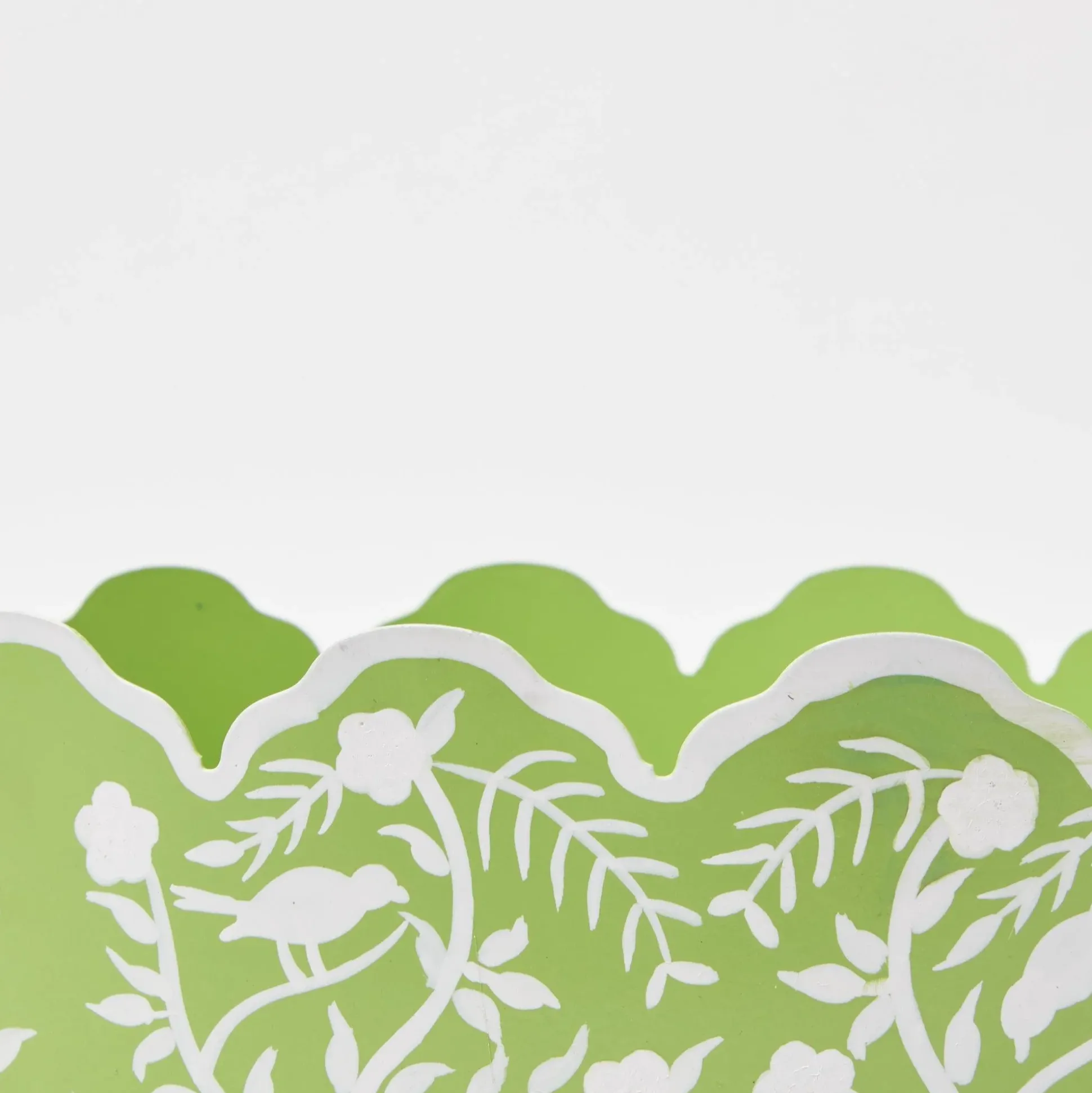 Green Floral Tole Scalloped Planter