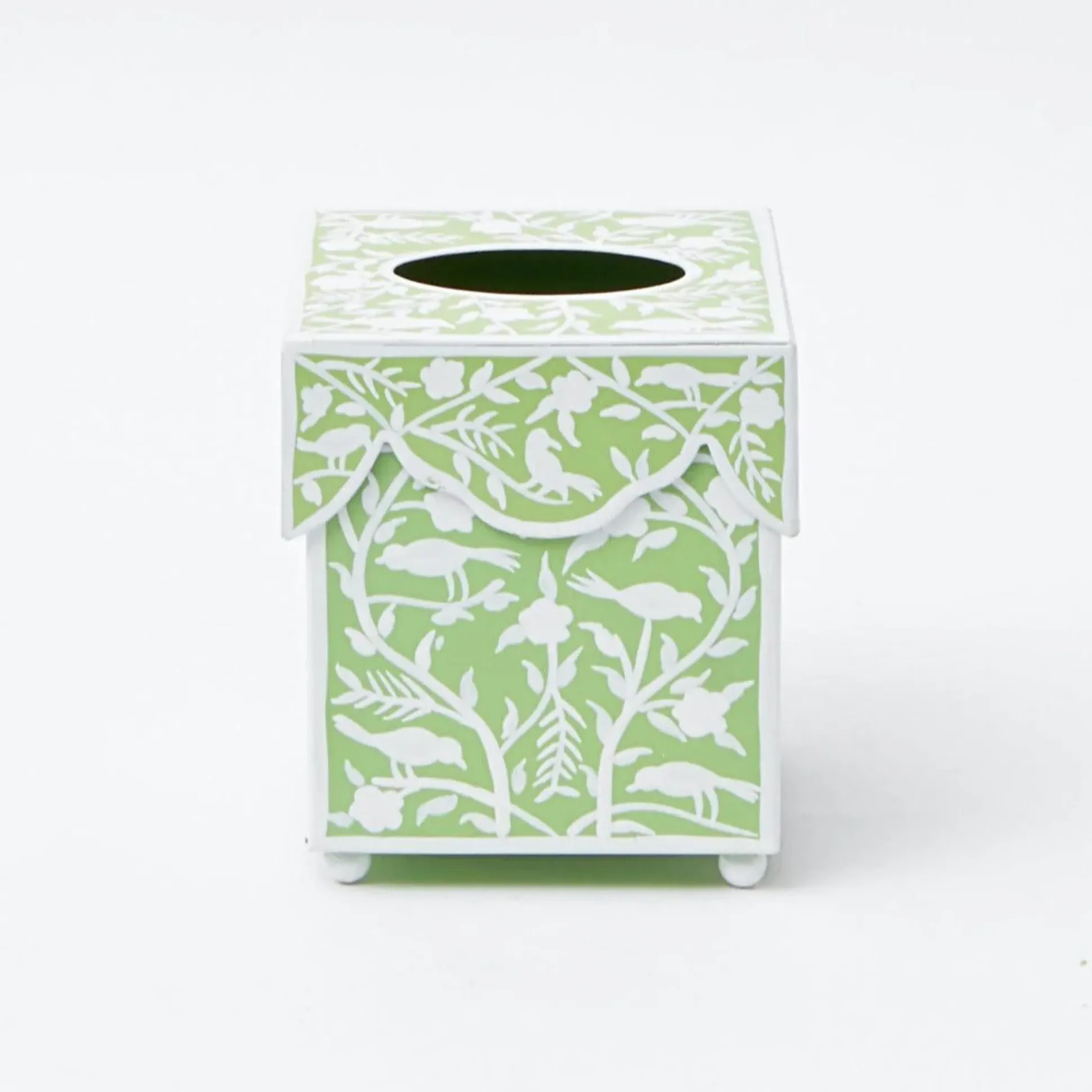 Green Floral Tole Tissue Box