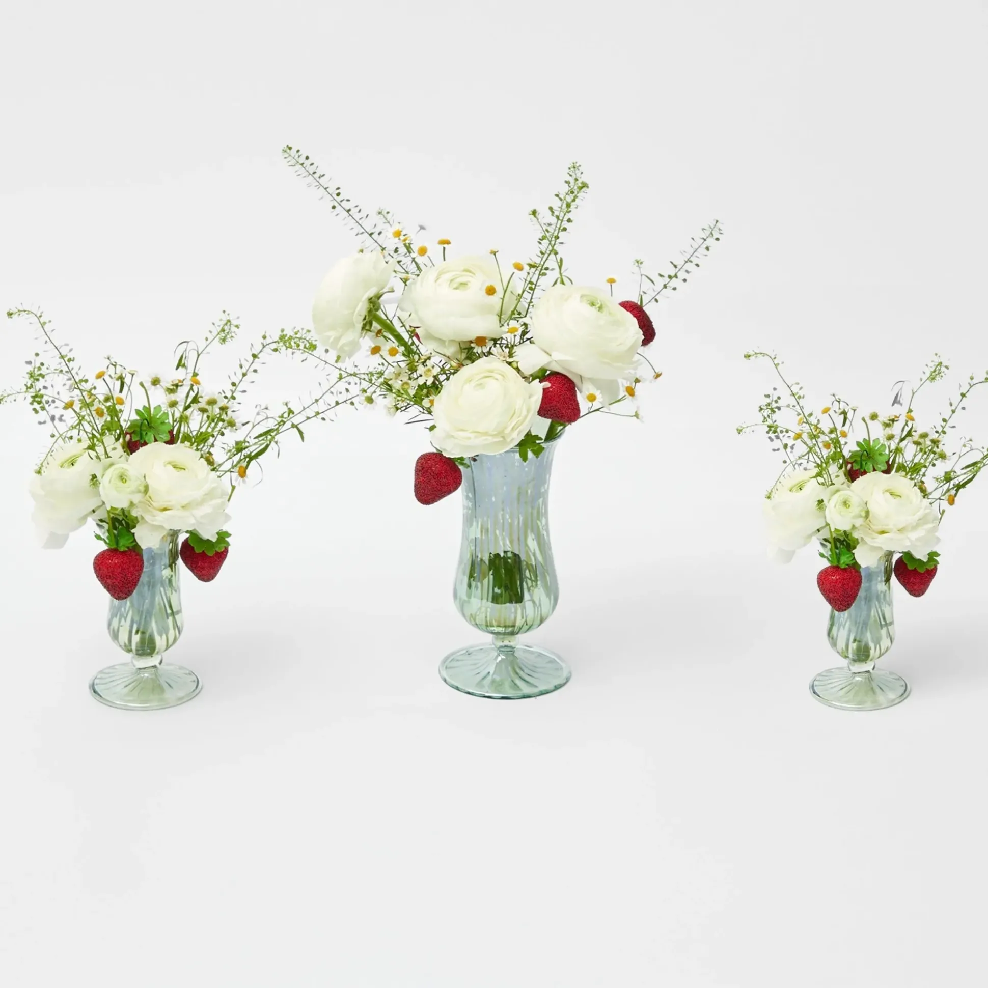 Green Fluted Vase Set