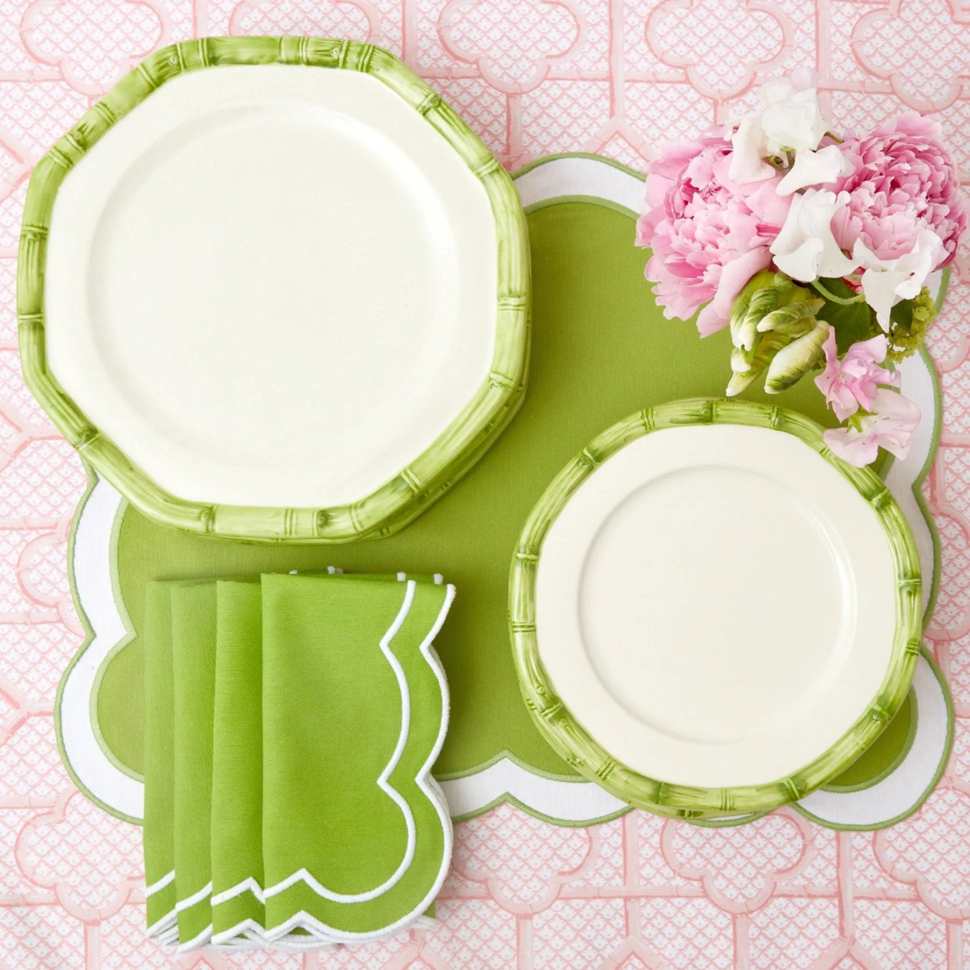 Green Geometric Bamboo Starter Plate (Set Of 4)