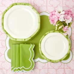 Green Geometric Bamboo Starter Plate (Set Of 4)