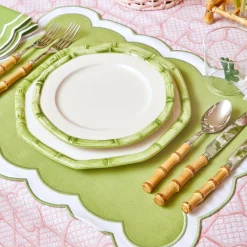 Green Geometric Bamboo Starter Plate (Set Of 4)