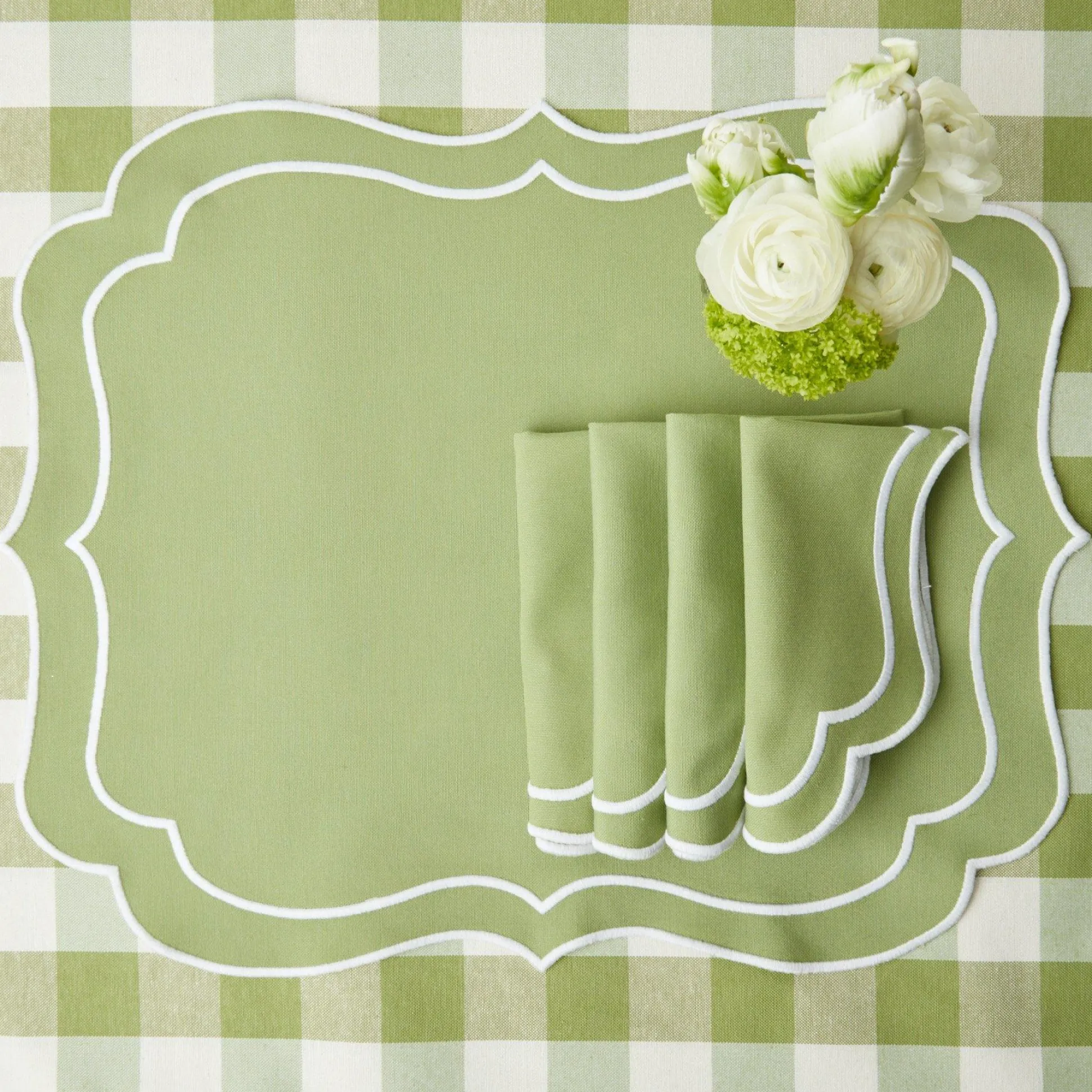 Green Gingham Tablecloth