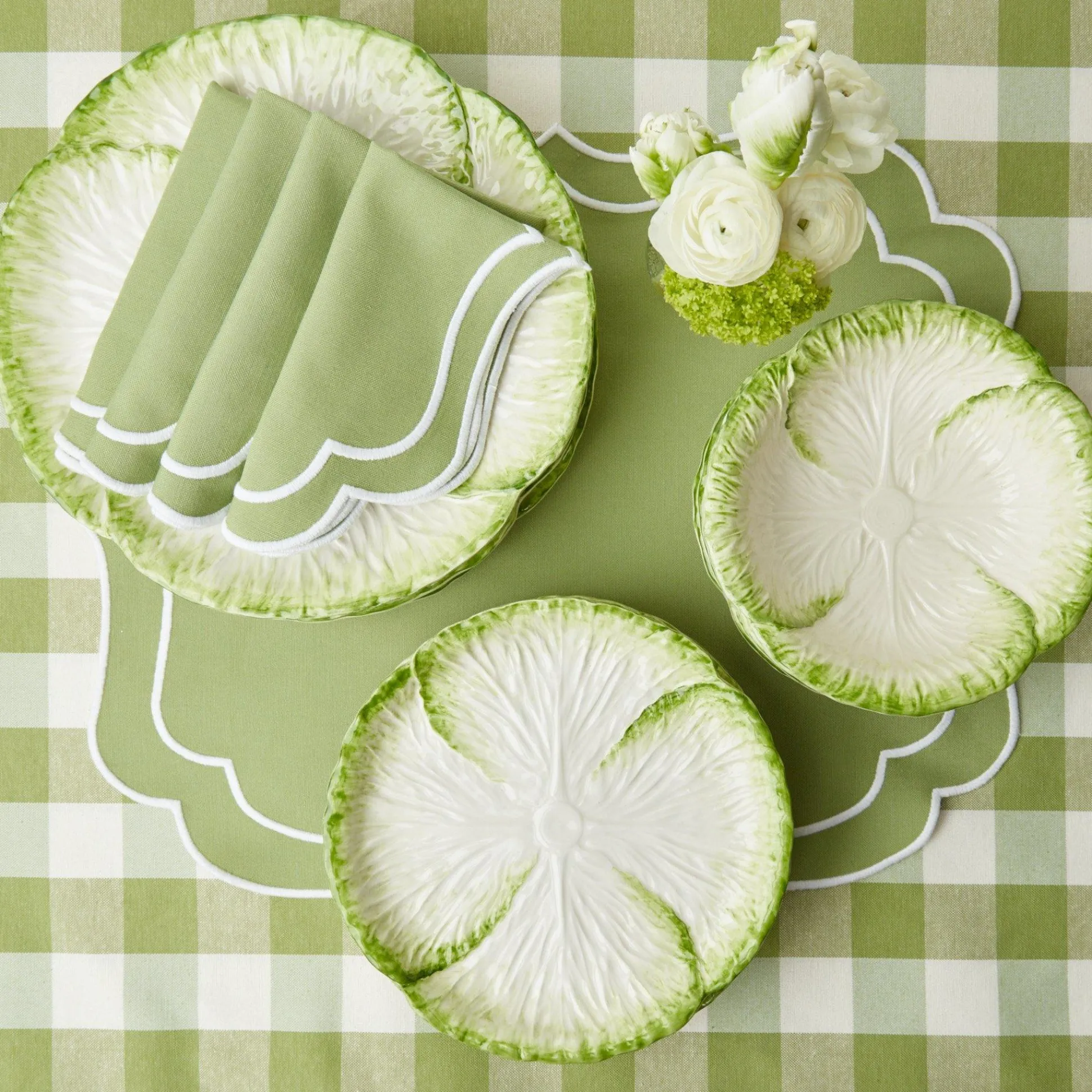 Green Gingham Tablecloth