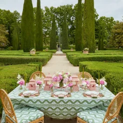 Green Ikat & Pink Fleur Linen Set
