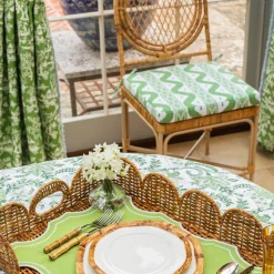 Green Ikat Seat Pad Cushion