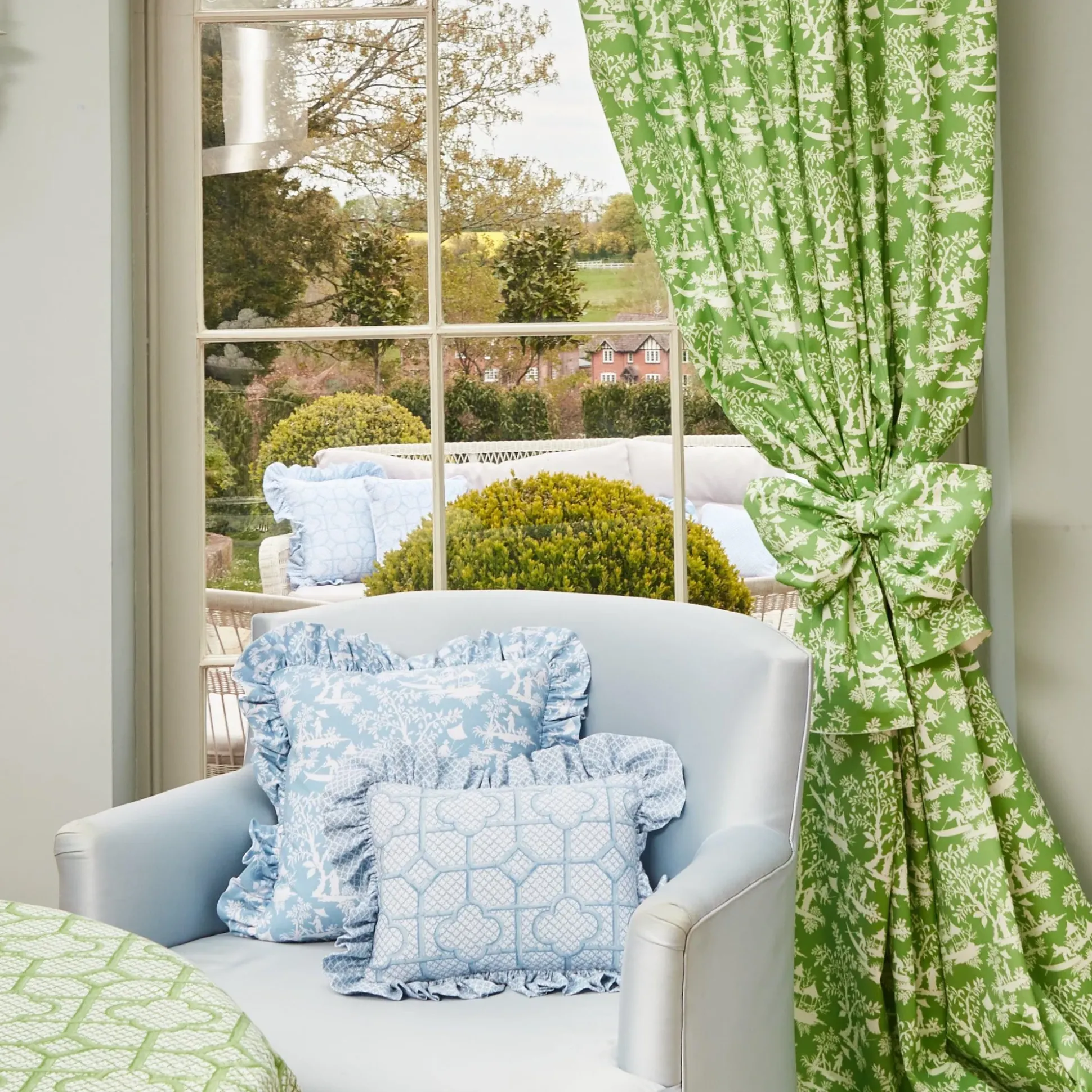 Green Pagoda Garden Fabric