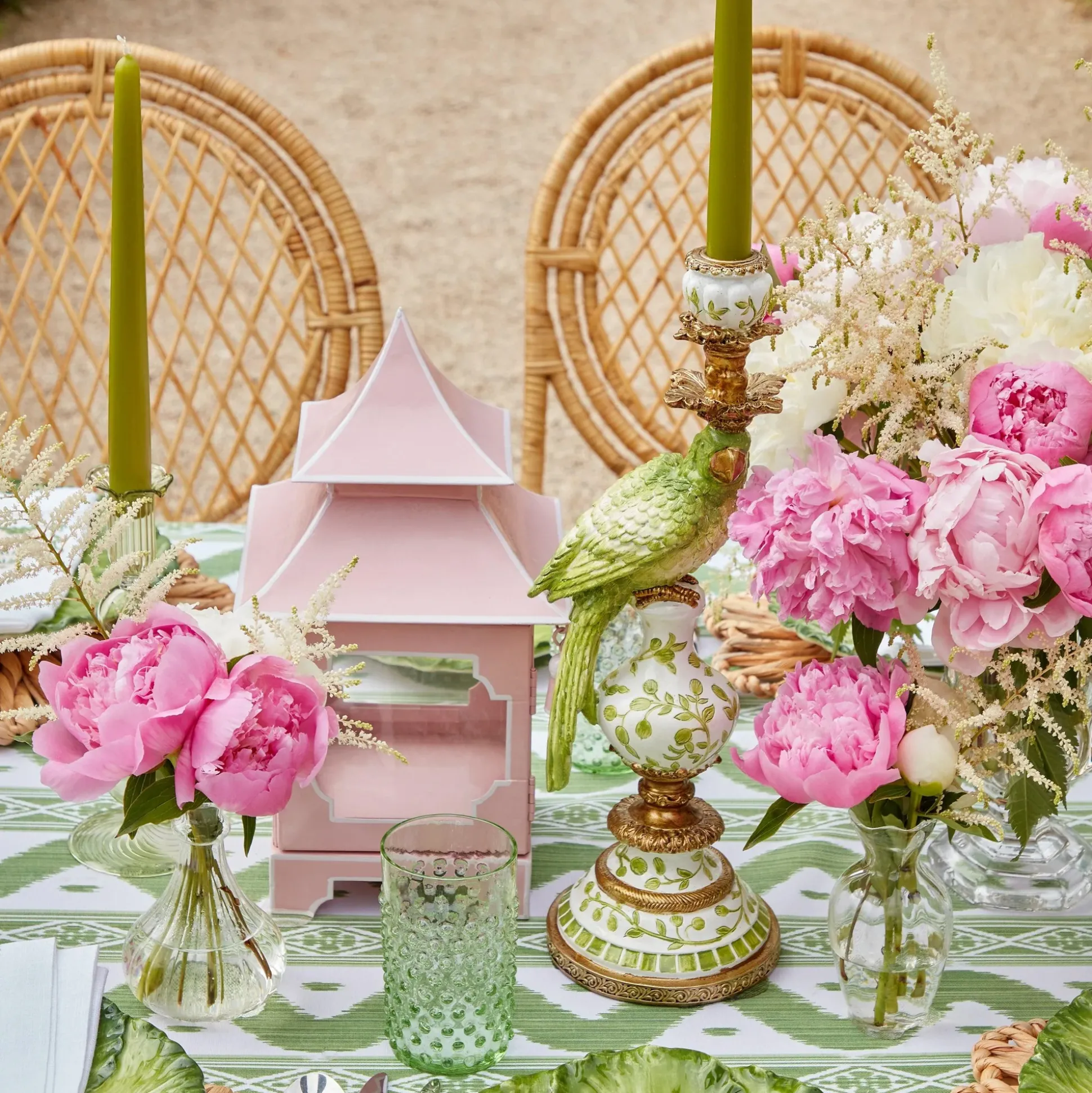 Green Parrot Candlescape