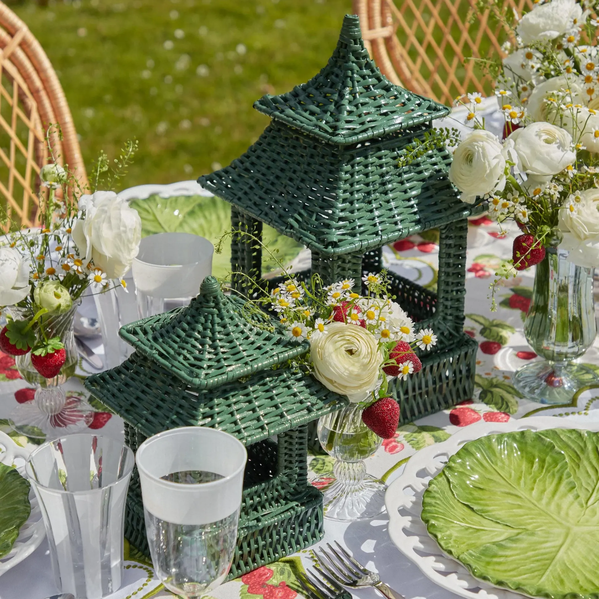 Green Rattan Pagoda Lantern