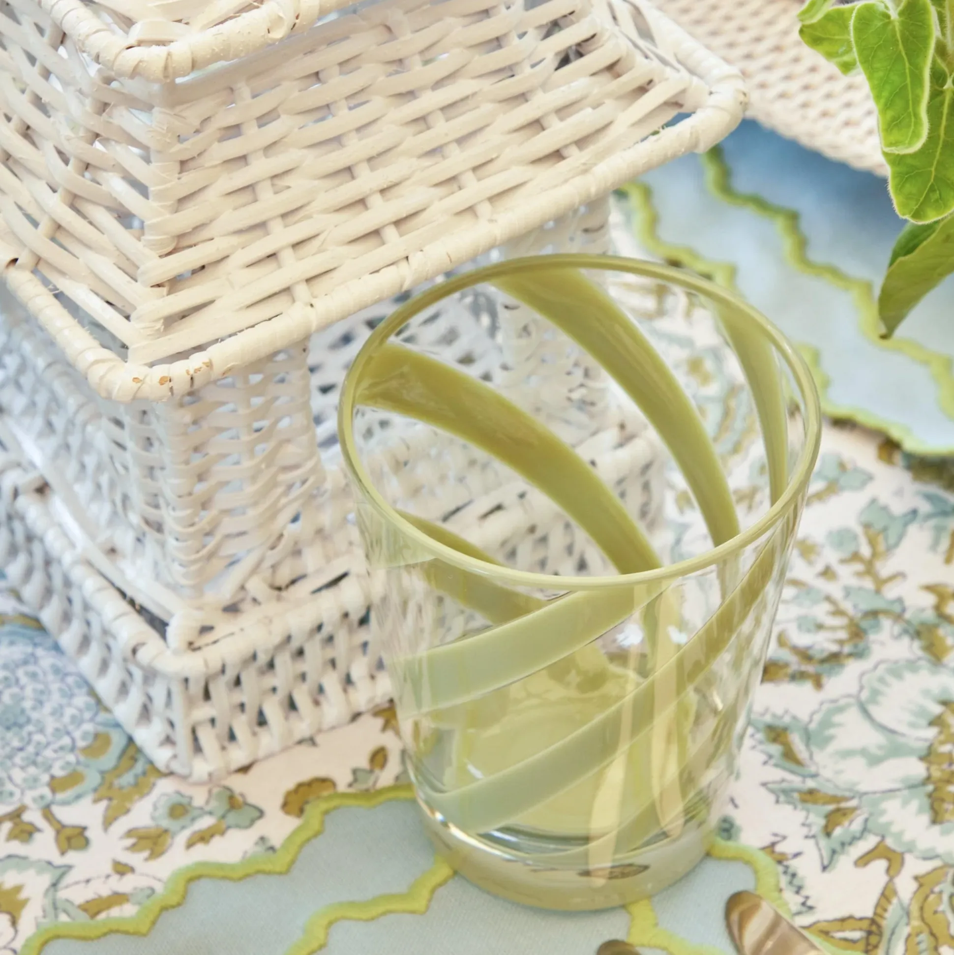 Green Swirl Outdoor Glasses (Set Of 6)