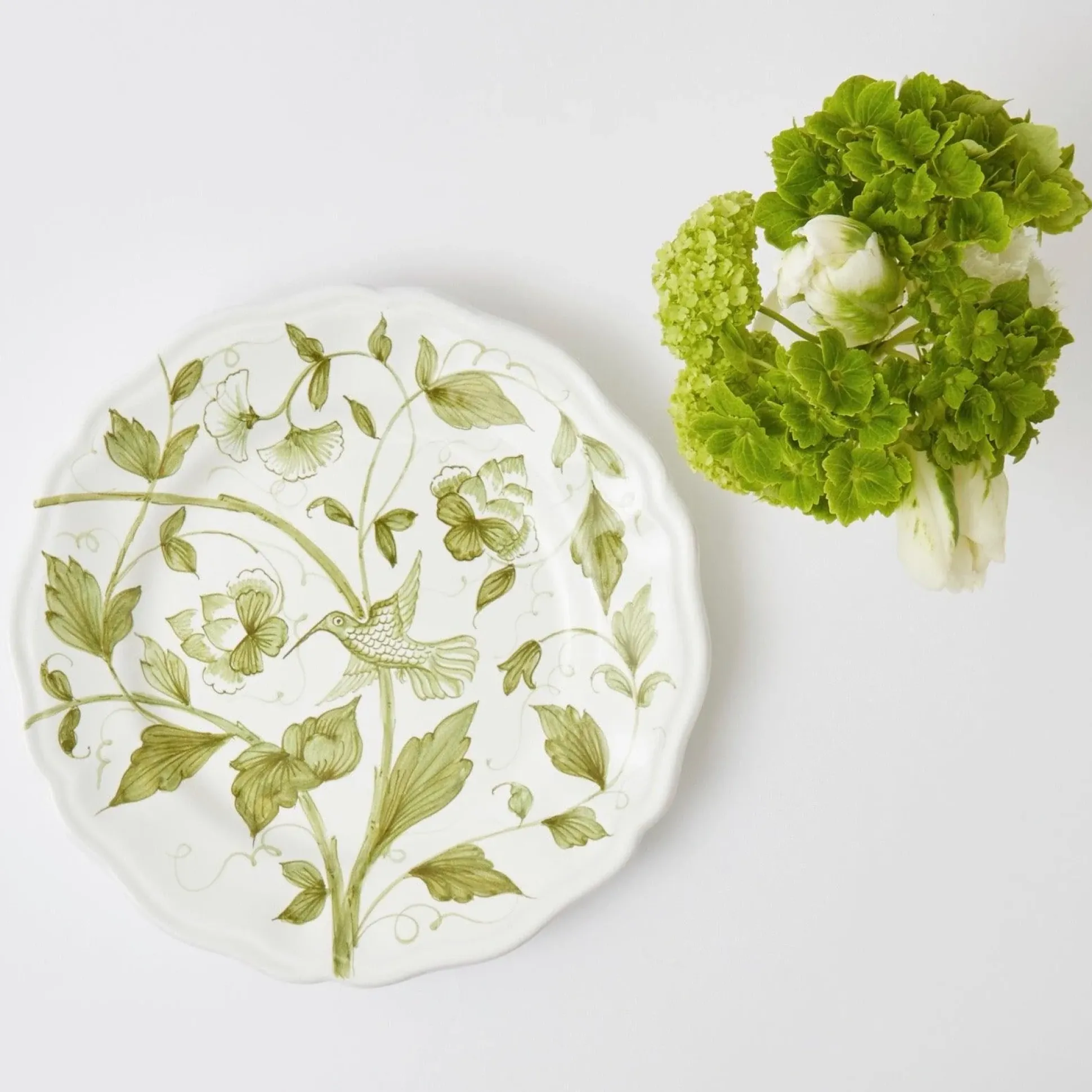 Hand Painted Hummingbird Dinner Plate