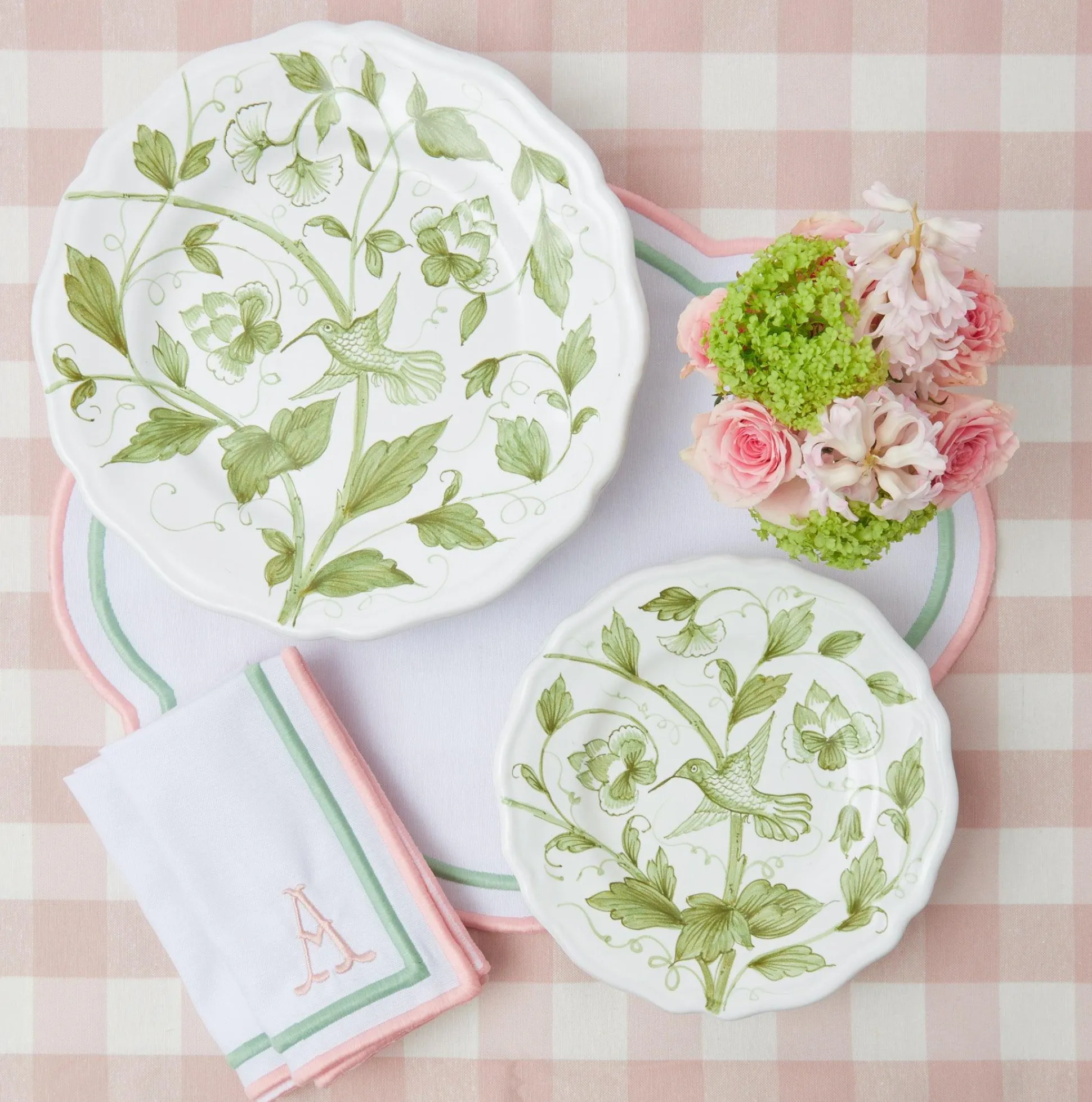 Hand Painted Hummingbird Dinner Plate