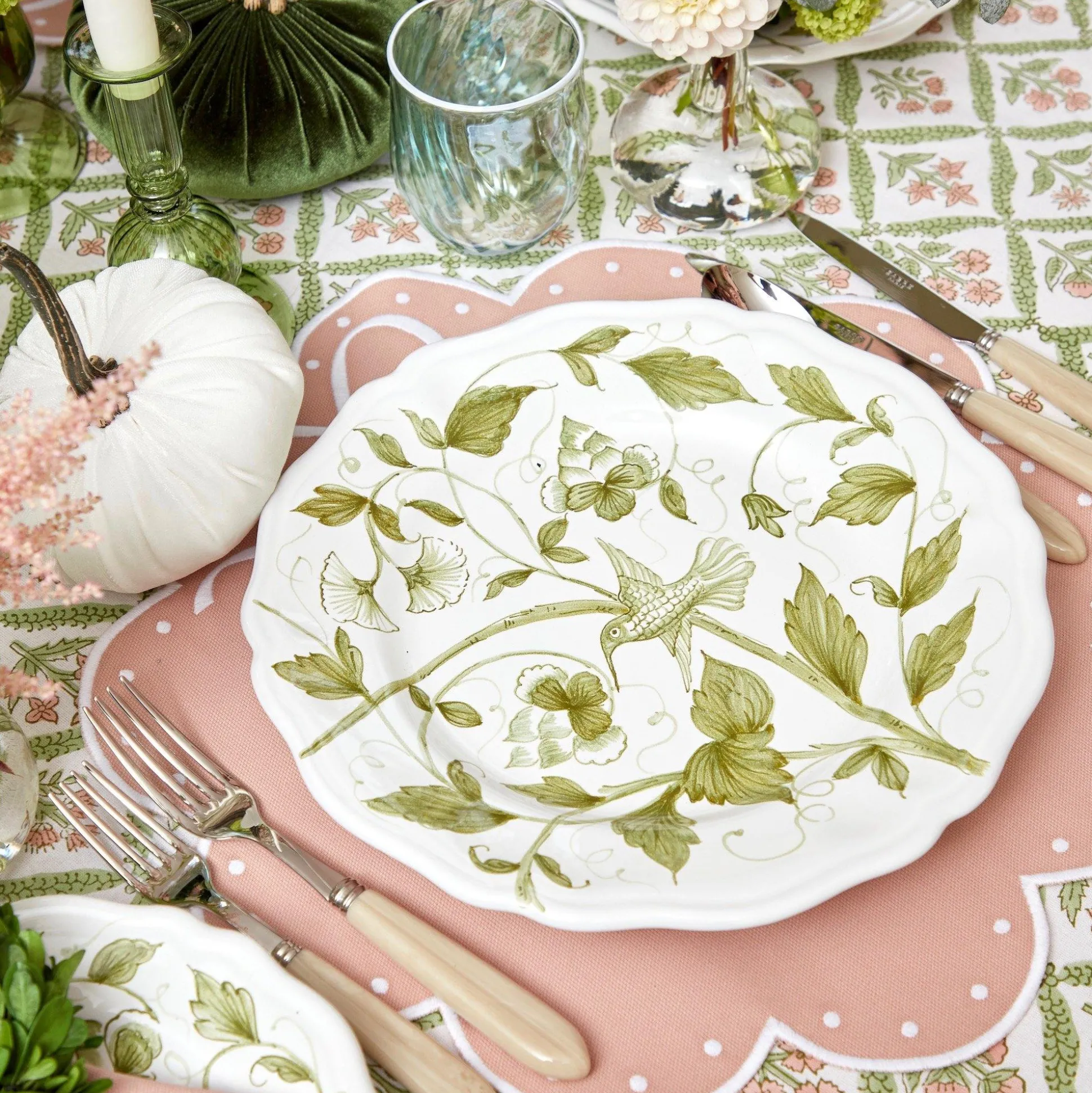 Hand Painted Hummingbird Dinner Plate