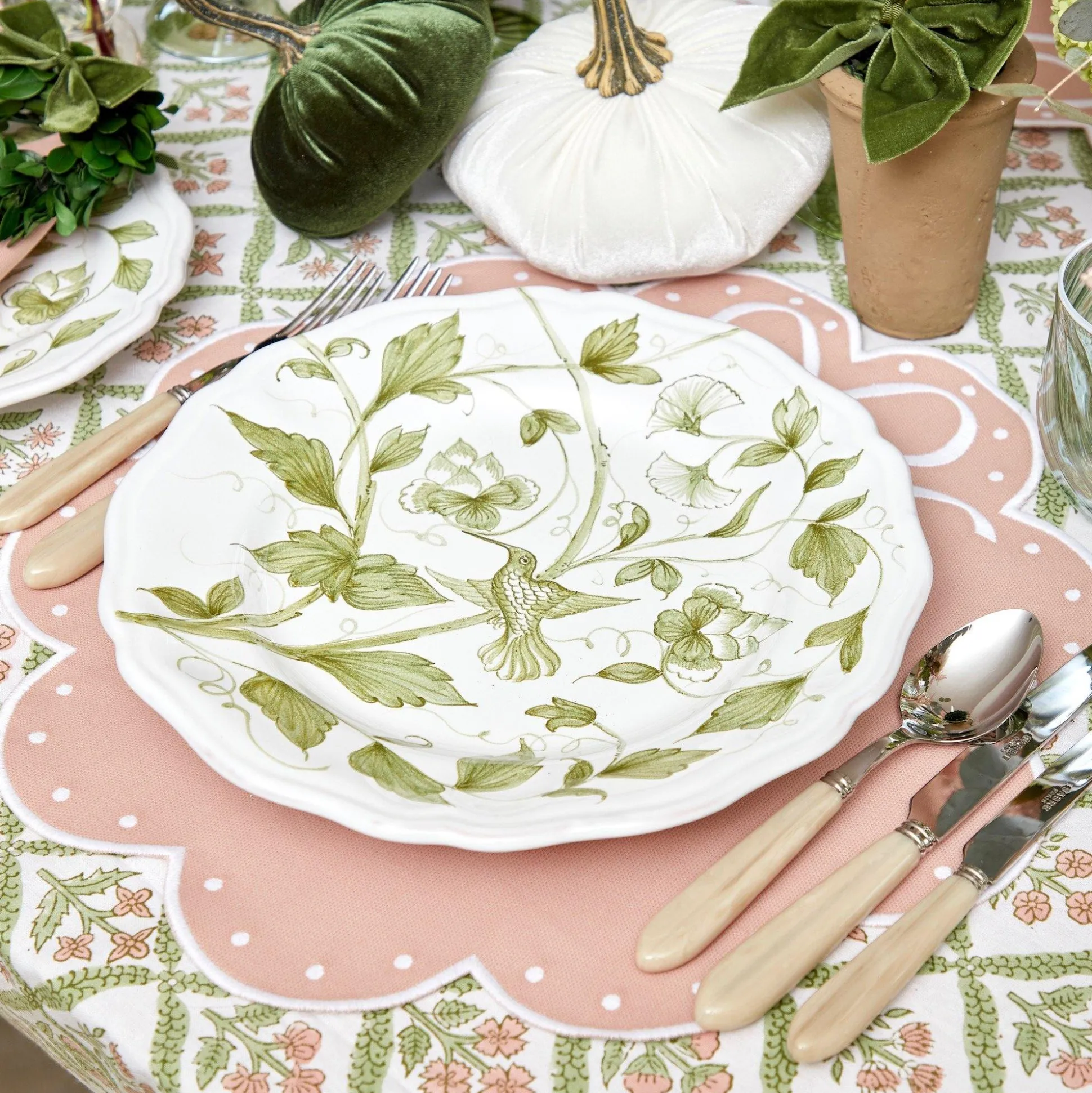 Hand Painted Hummingbird Dinner Plate