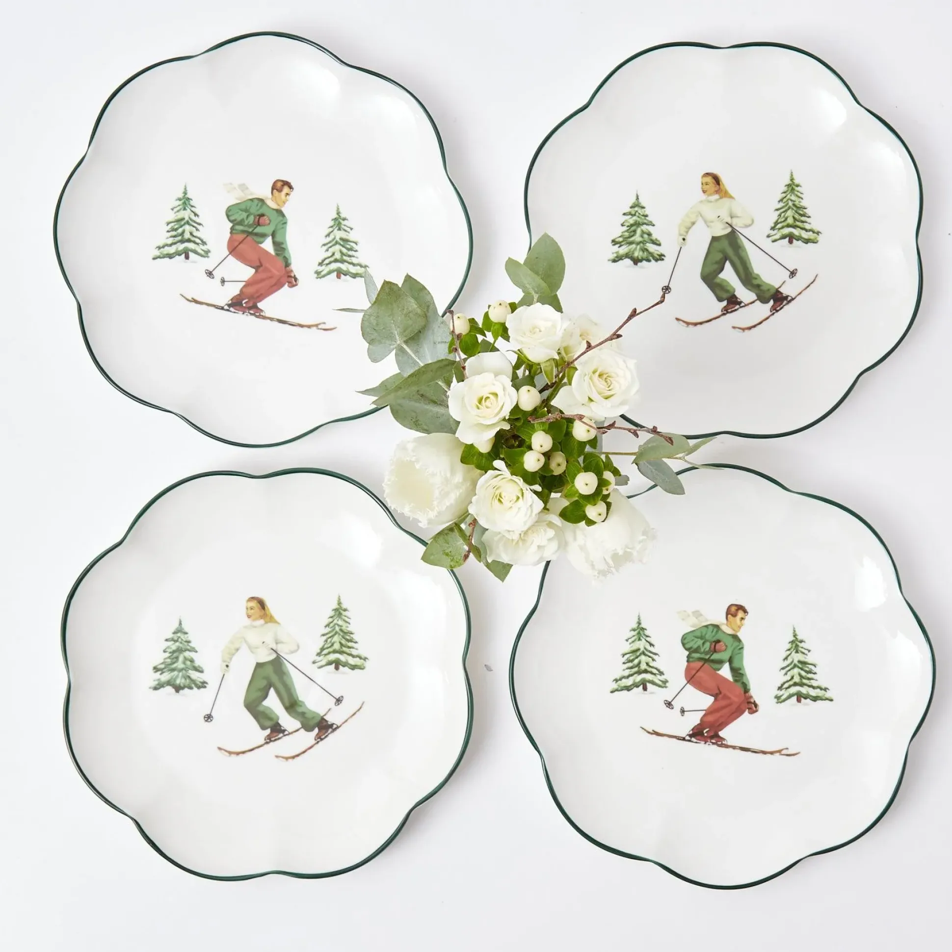 Heidi & Hans Skier Starter Plates (Set Of 4)
