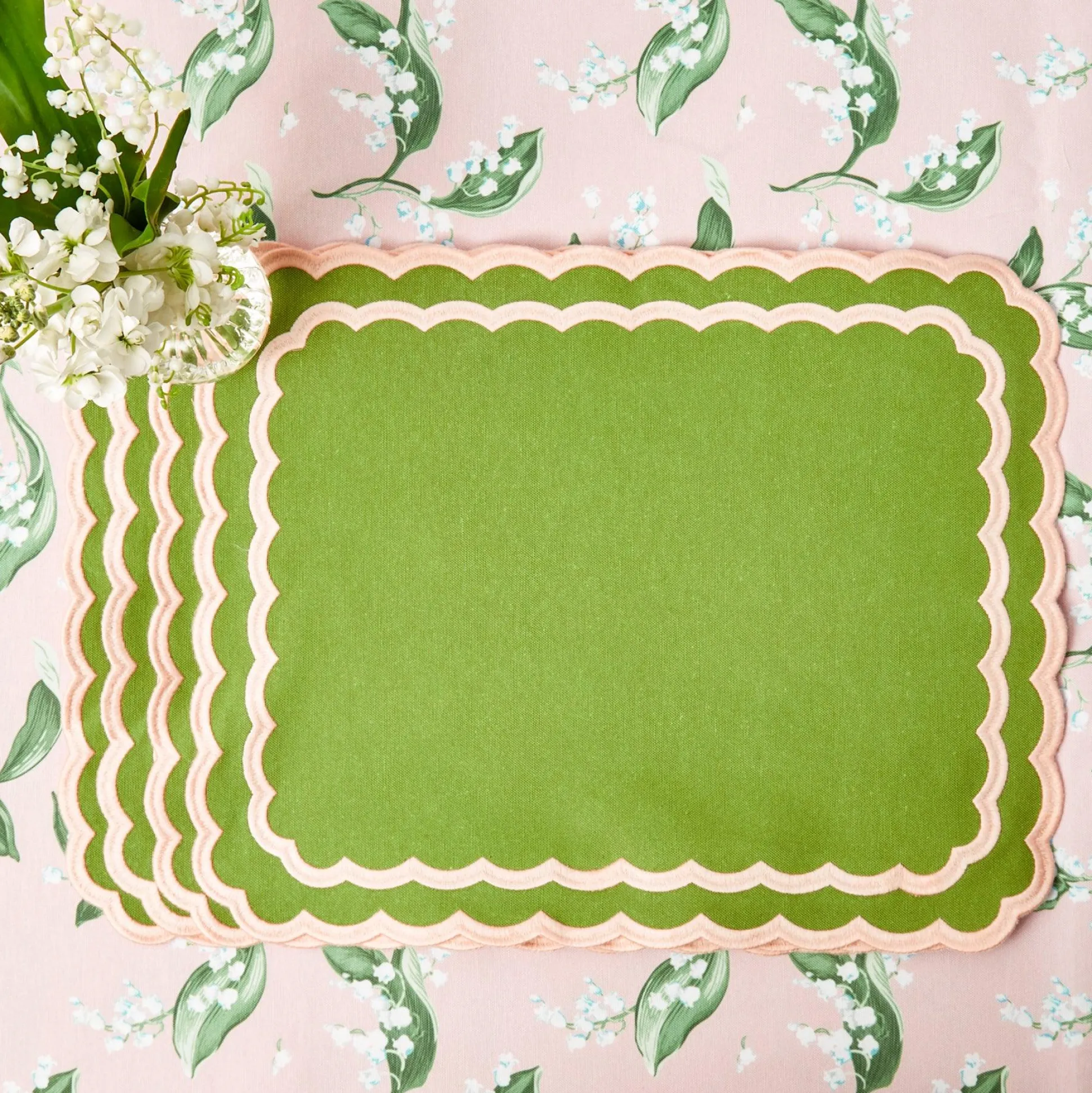 Isla Green & Pink Placemats & Napkins (Set Of 4)