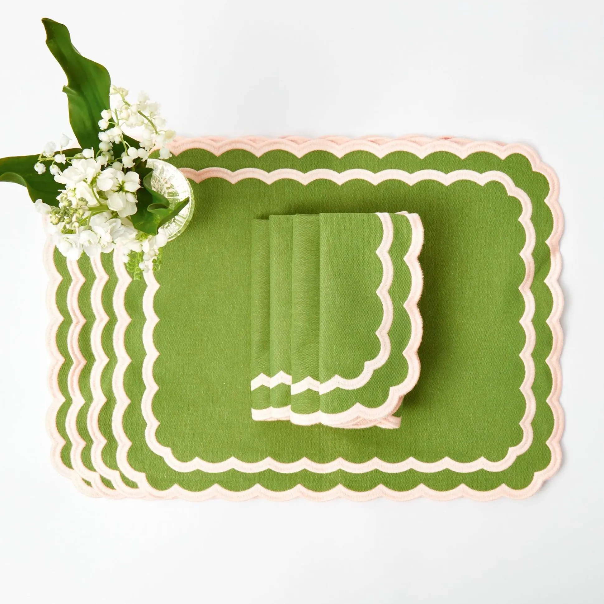 Isla Green & Pink Placemats & Napkins (Set Of 4)