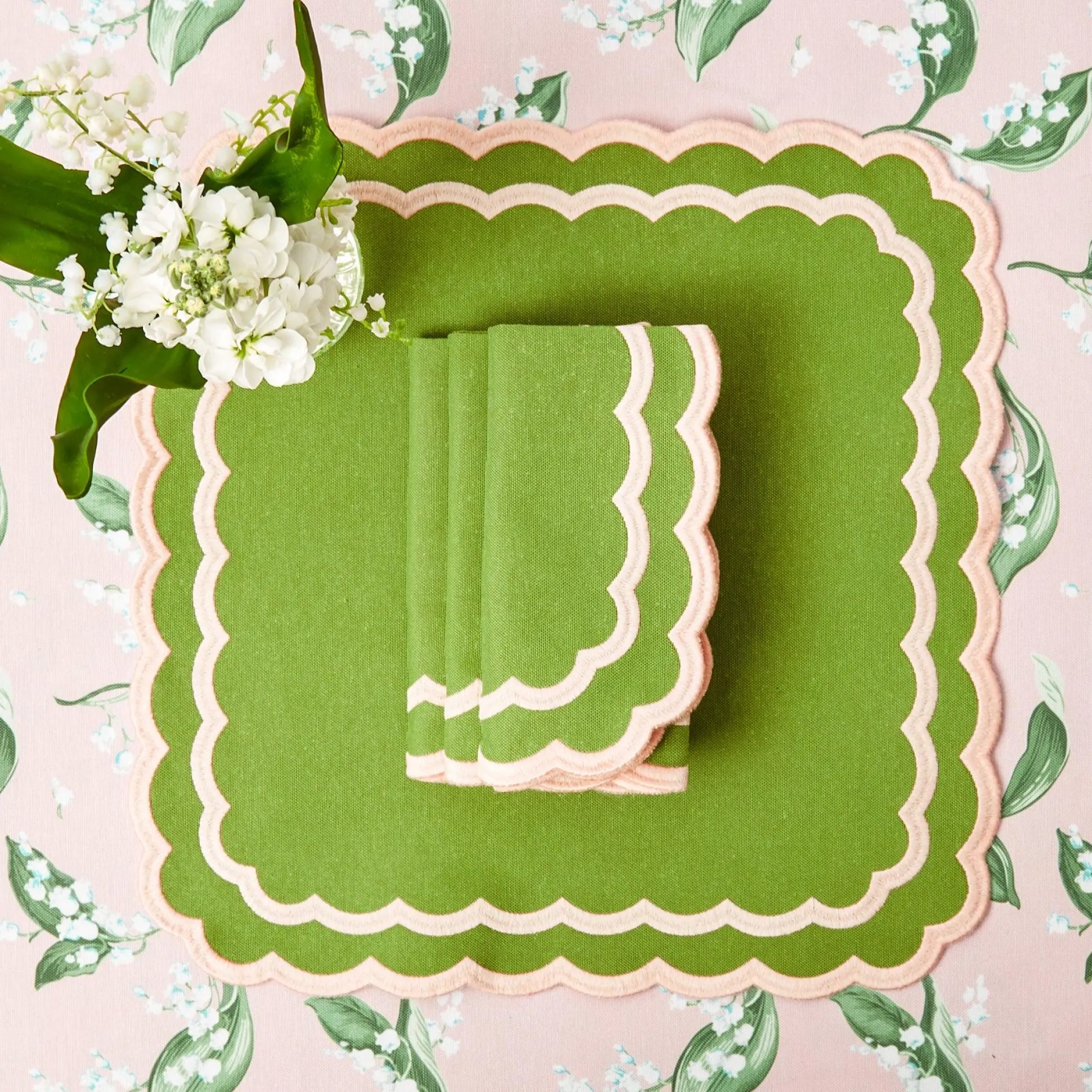 Isla Green & Pink Placemats & Napkins (Set Of 4)