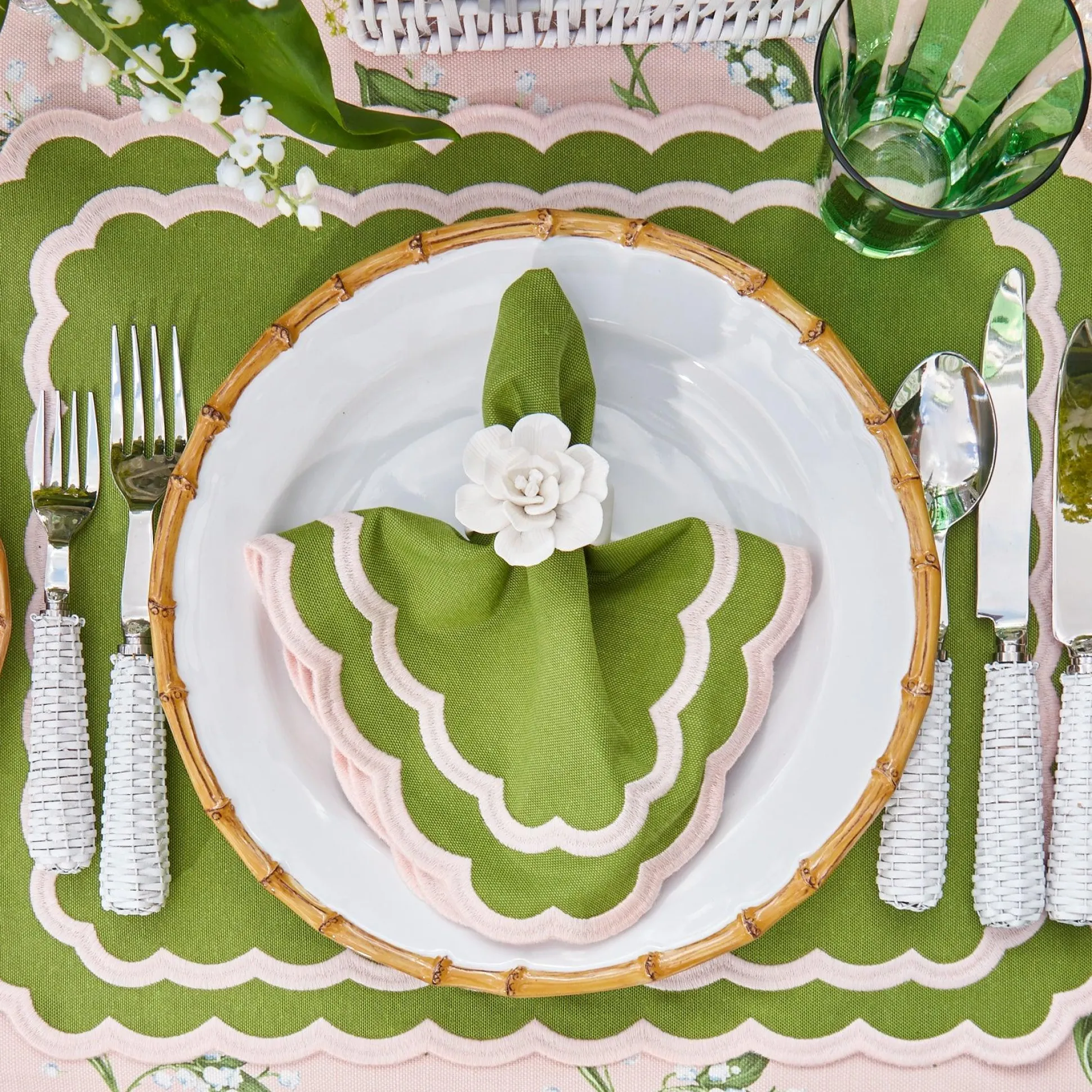 Isla Green & Pink Placemats & Napkins (Set Of 4)