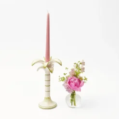 Large White Palm Candle Holder