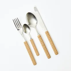 Light Brown Rattan Effect Cutlery (4Pcs)