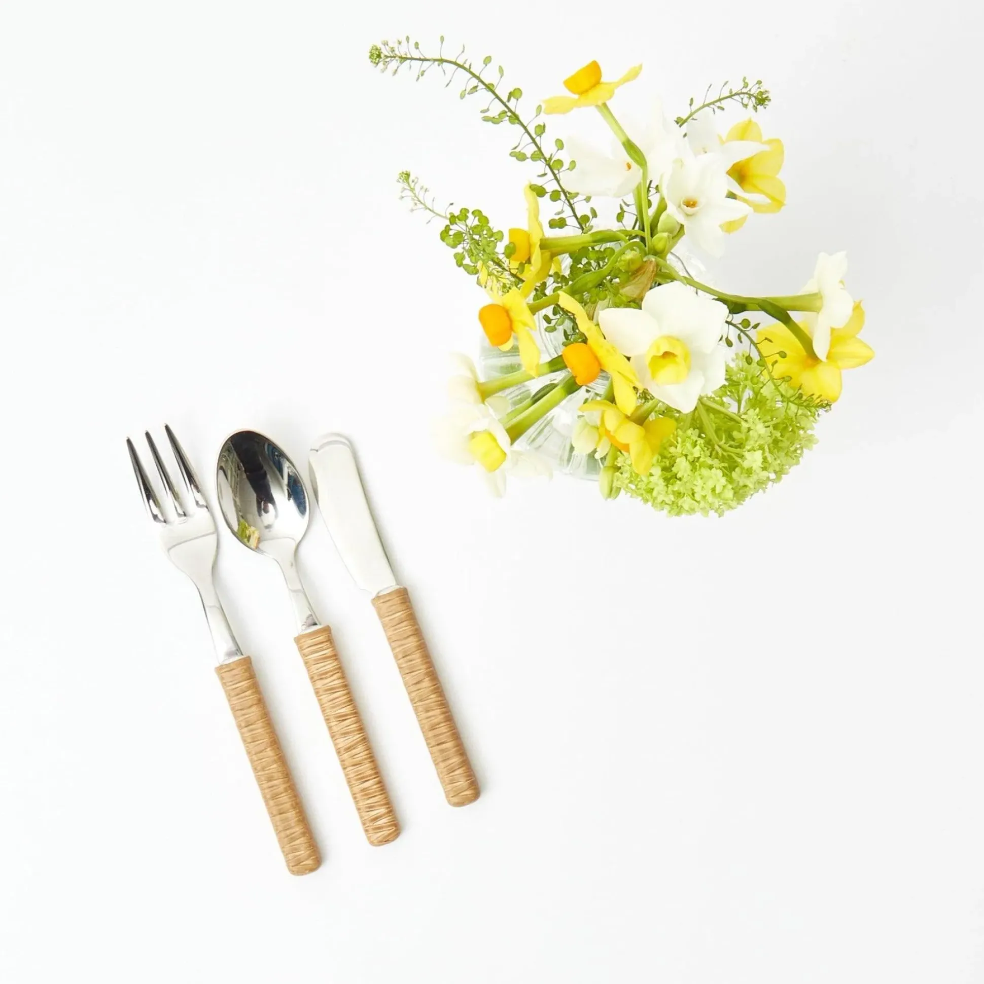 Light Brown Rattan Effect Childrens Cutlery (3 Piece)
