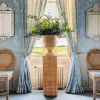 Liliana Scalloped Rattan Pedestal And Urn