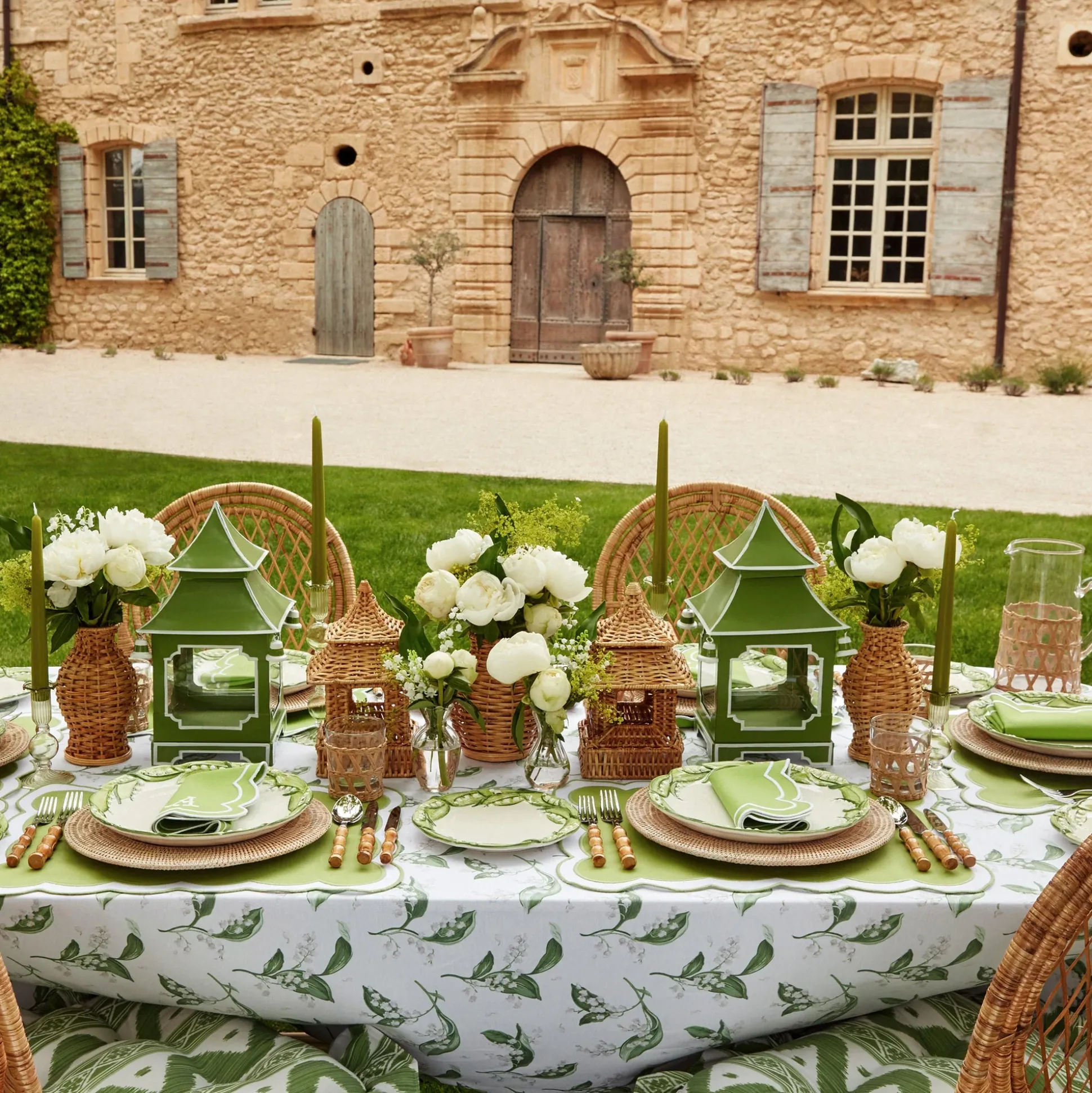 Lily Of The Valley & Serena Green Applique Linen Set