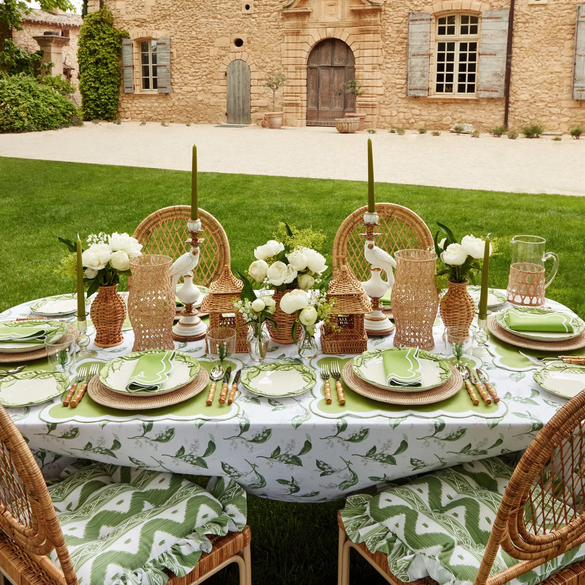 Lily Of The Valley & Serena Green Applique Linen Set