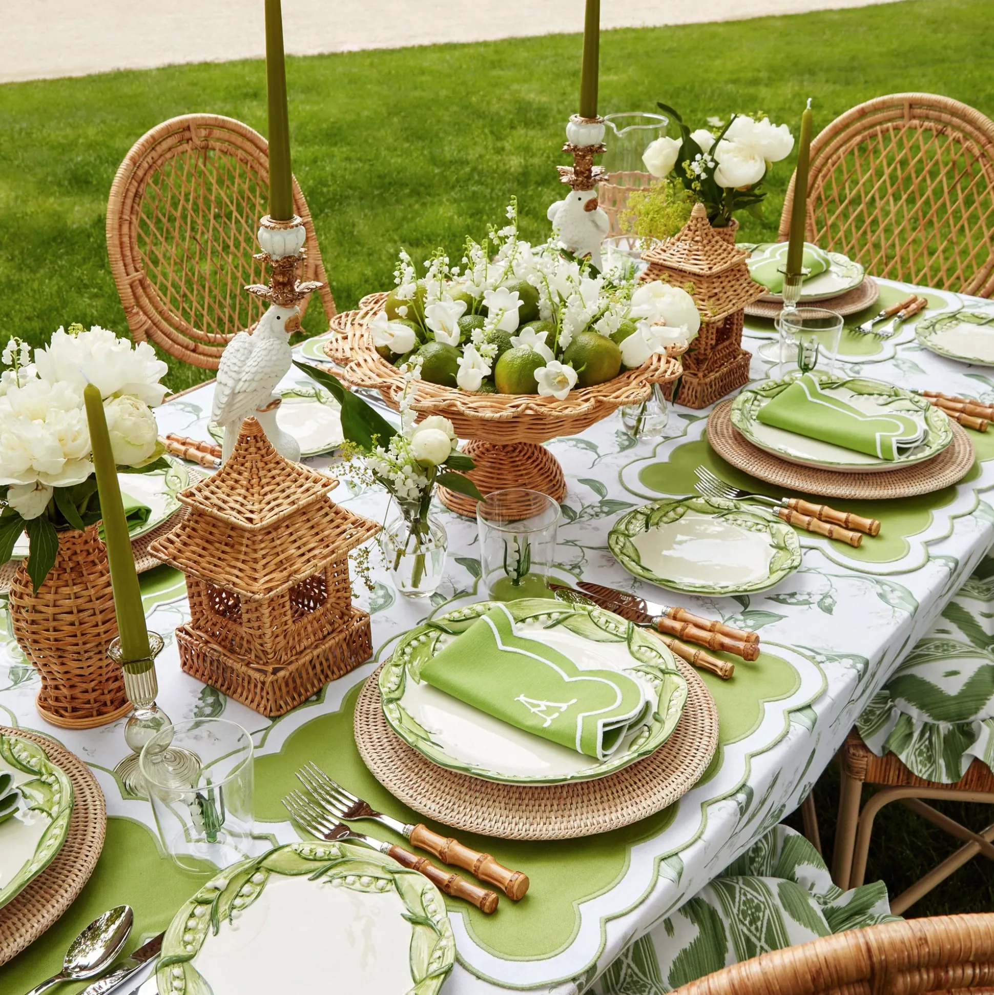 Lily Of The Valley & Serena Green Applique Linen Set