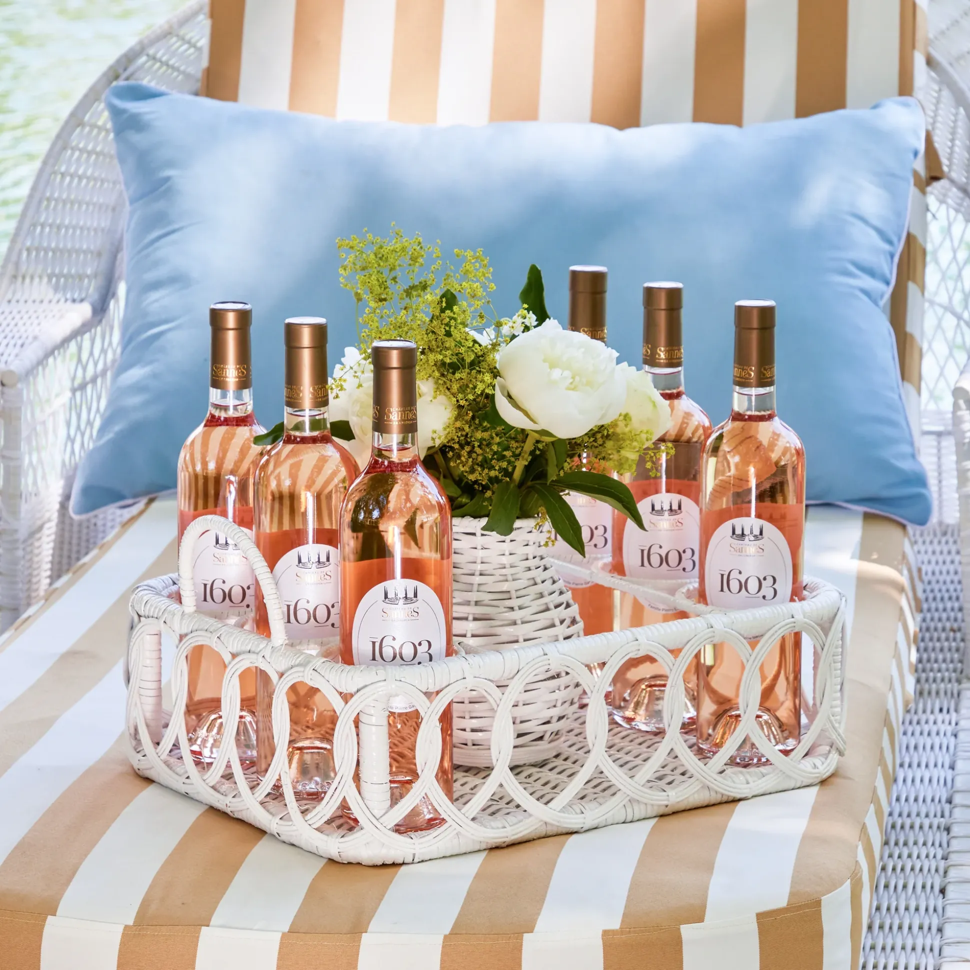 Lorenzo White Rattan Drinks Tray