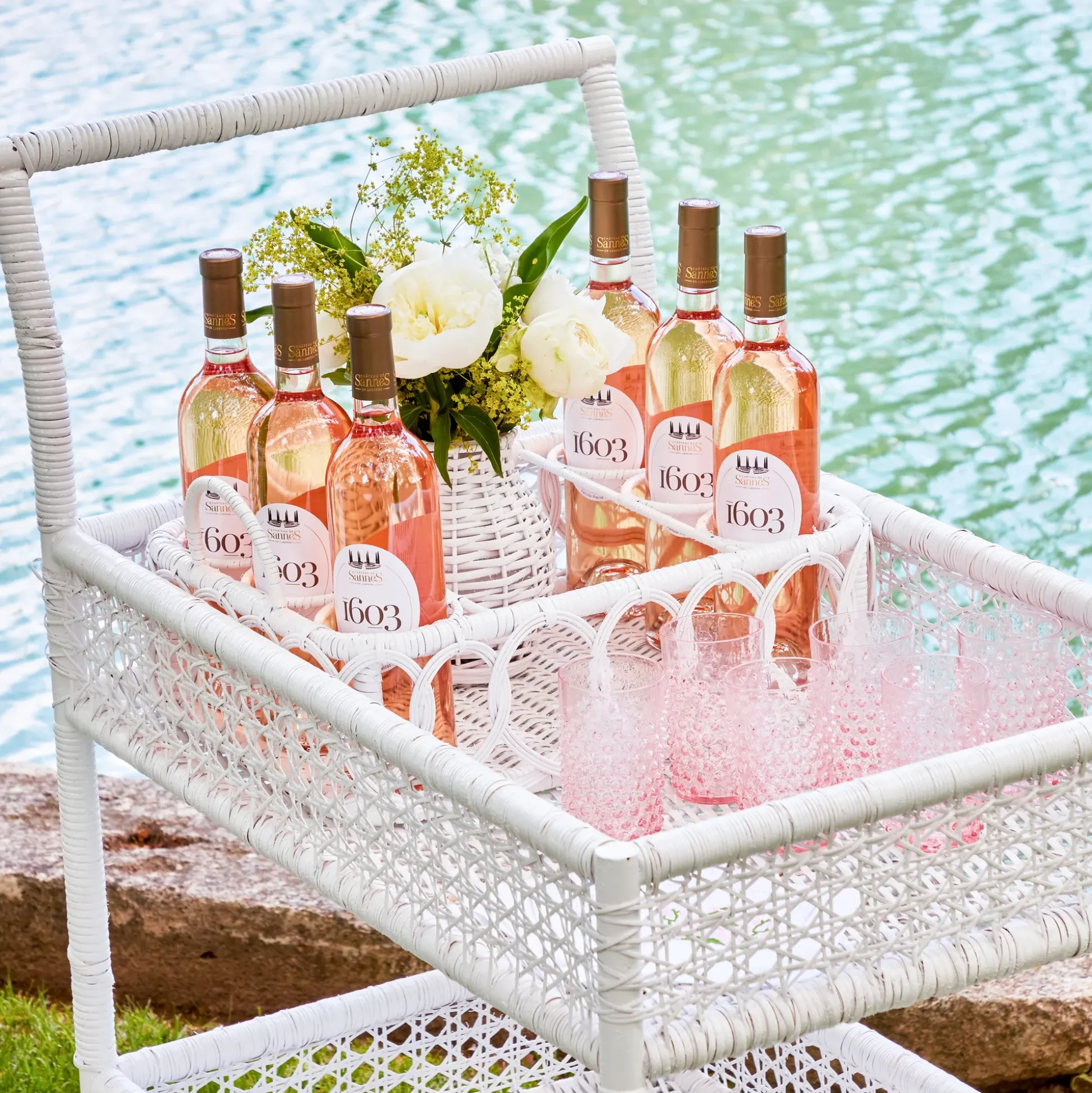 Lorenzo White Rattan Drinks Tray