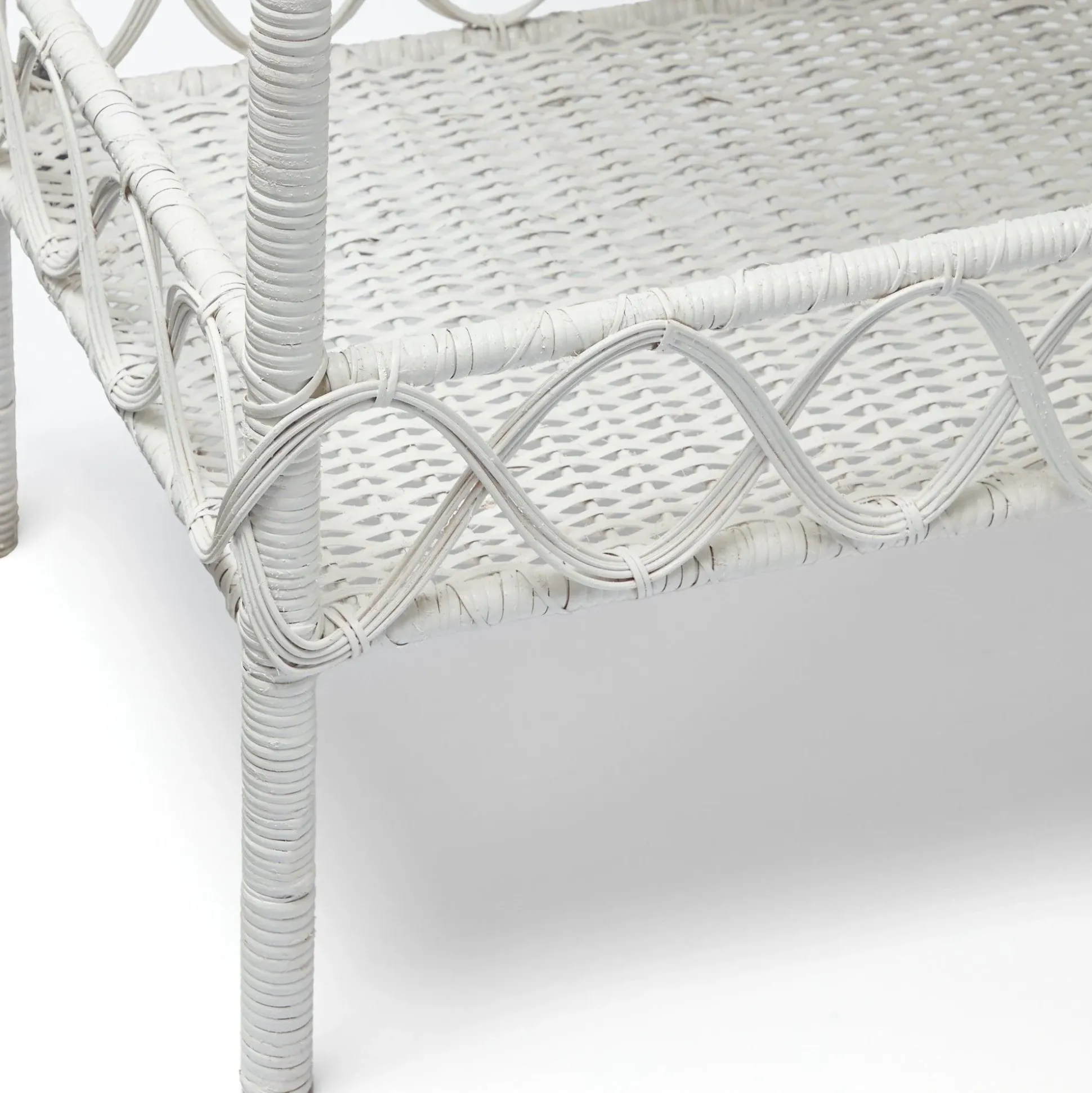 Madeleine White Rattan Scalloped Console Table