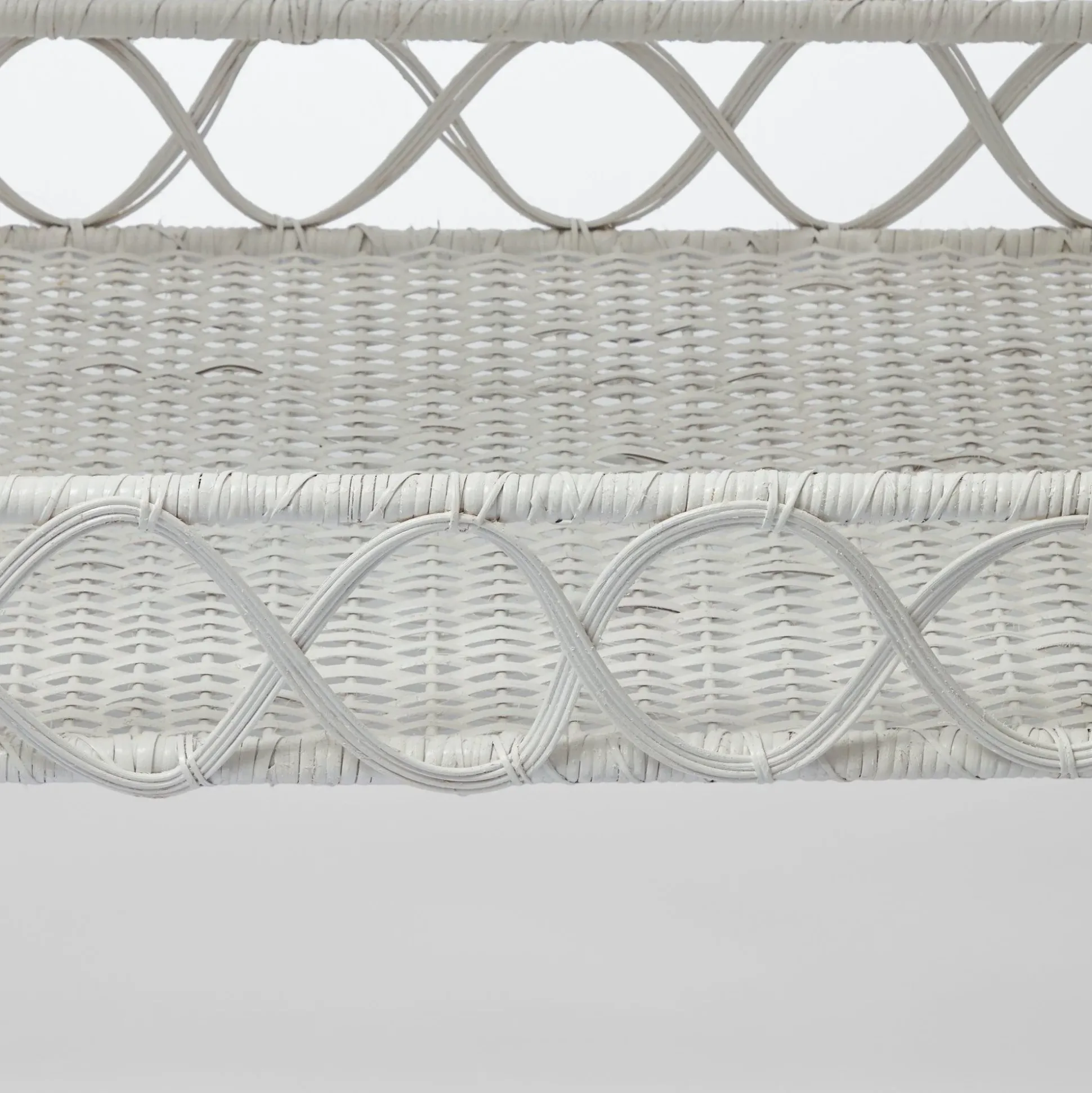 Madeleine White Rattan Scalloped Console Table