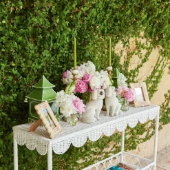 Madeleine White Rattan Scalloped Console Table
