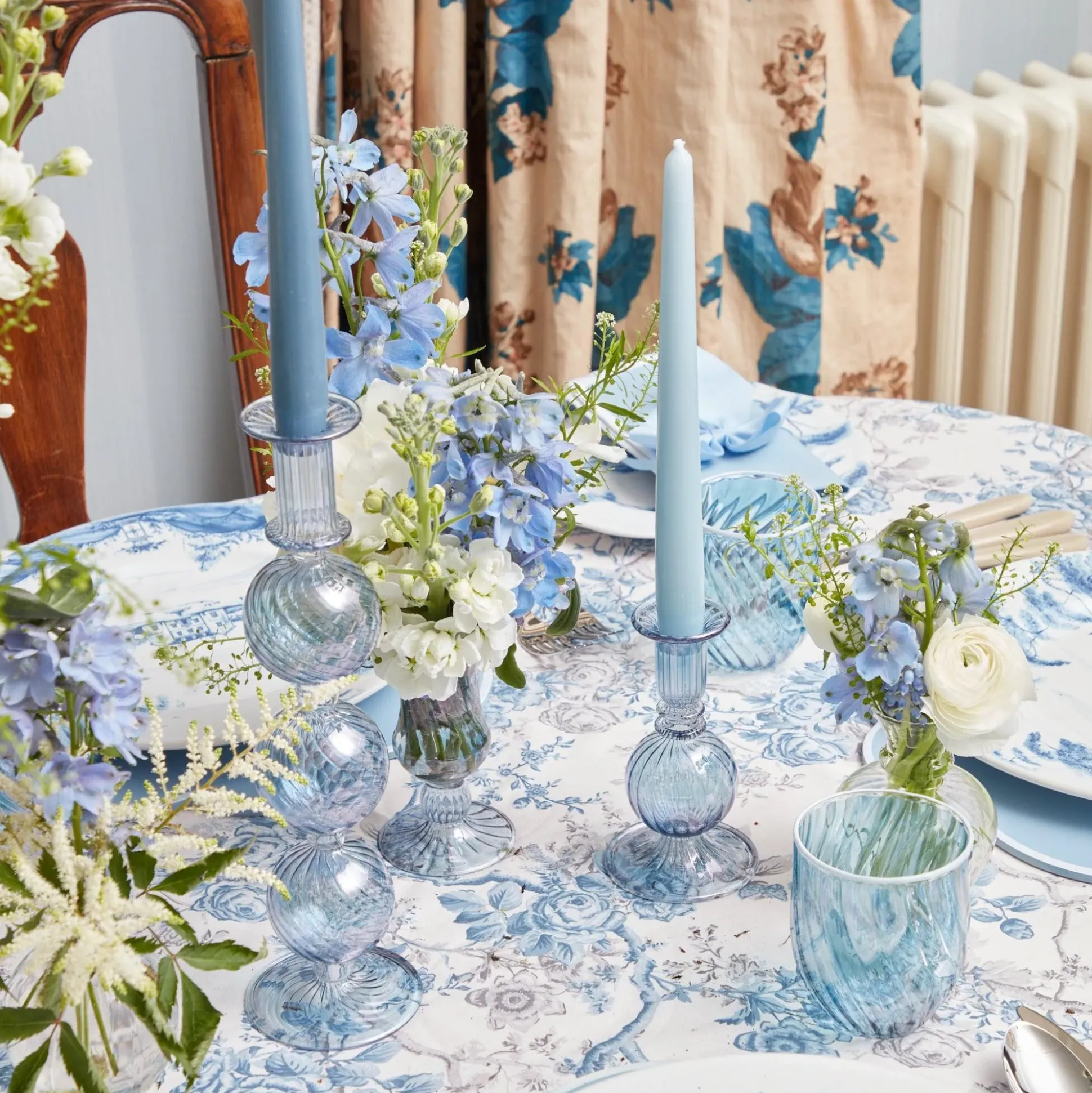Madeline Azure Candle Holders (Pair)