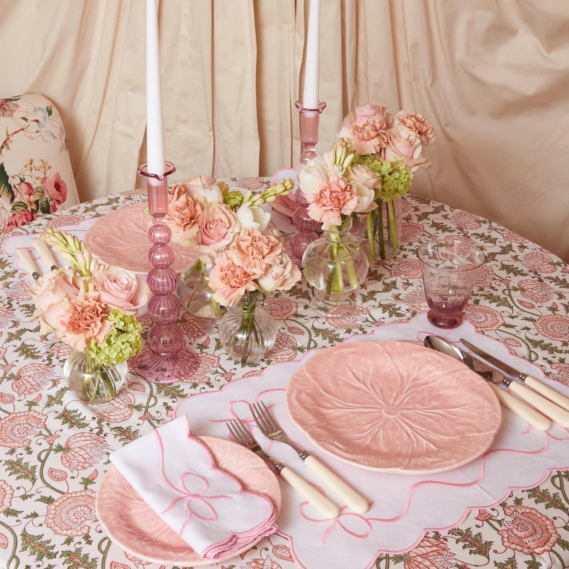 Marguerite Pink Candle Holders (Pair)
