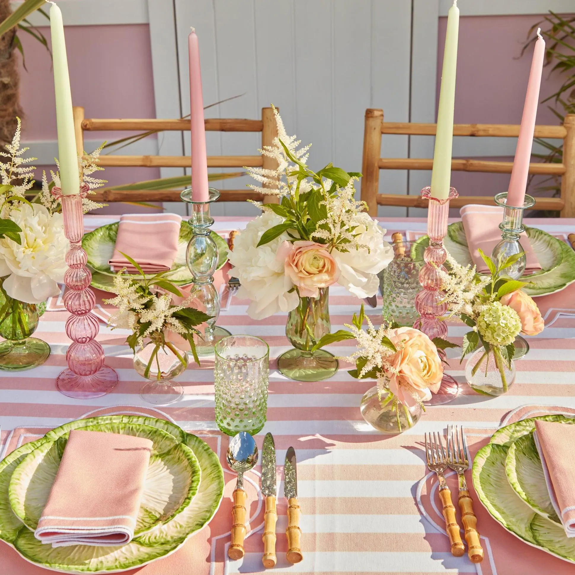 Marguerite Pink Candle Holders (Pair)
