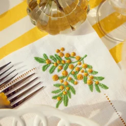 Mimosa White Linen Placemats & Napkins (Set Of 4)