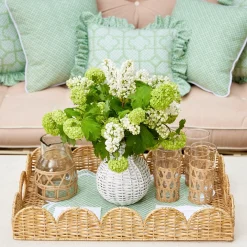 Natural Scalloped Rattan Tray