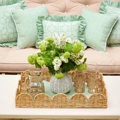 Natural Scalloped Rattan Tray