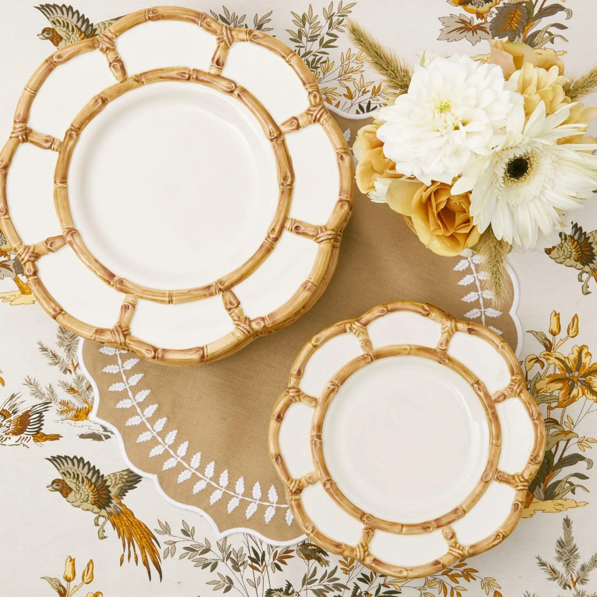 Petal Bamboo Ceramic Dinner & Starter Plates (Set Of 8)