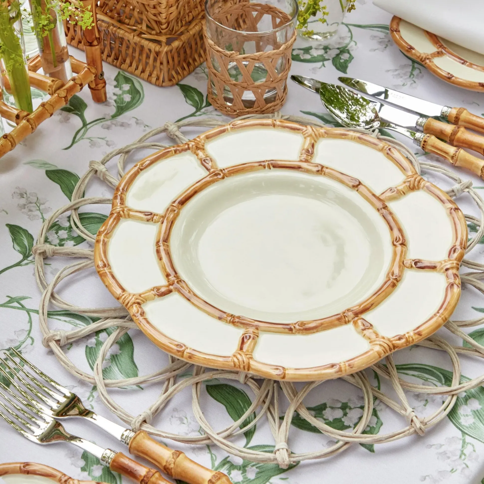 Petal Bamboo Ceramic Dinner & Starter Plates (Set Of 8)