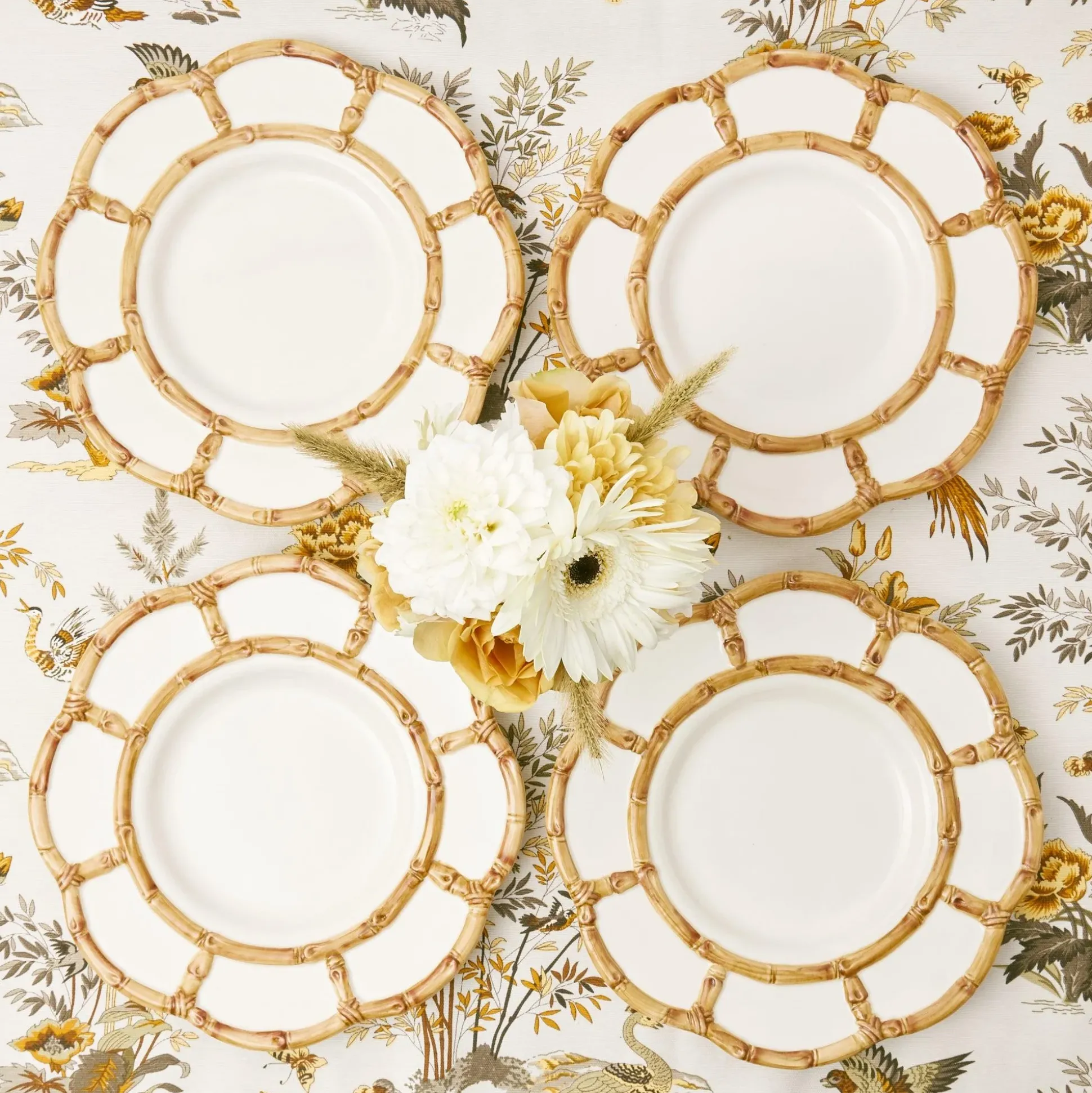 Petal Bamboo Ceramic Dinner Plate (Set Of 4)
