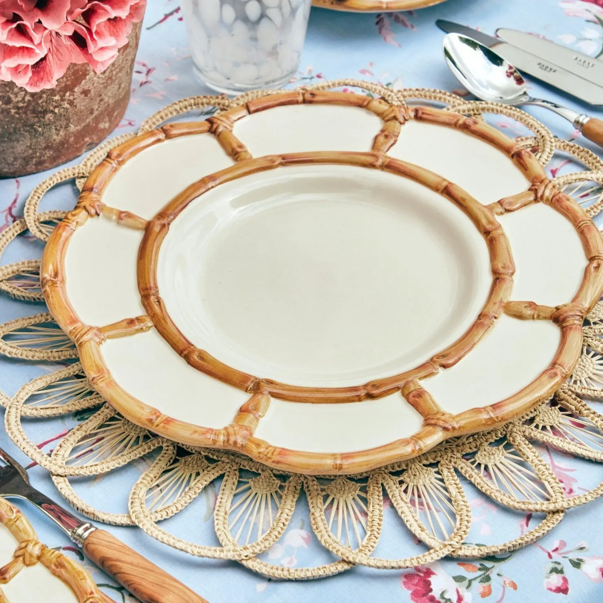 Petal Bamboo Ceramic Dinner & Starter Plates (Set Of 8)
