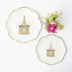 Pink & Green Pagoda Dinner Plate