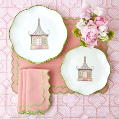 Pink & Green Pagoda Dinner Plate (Set Of 4)
