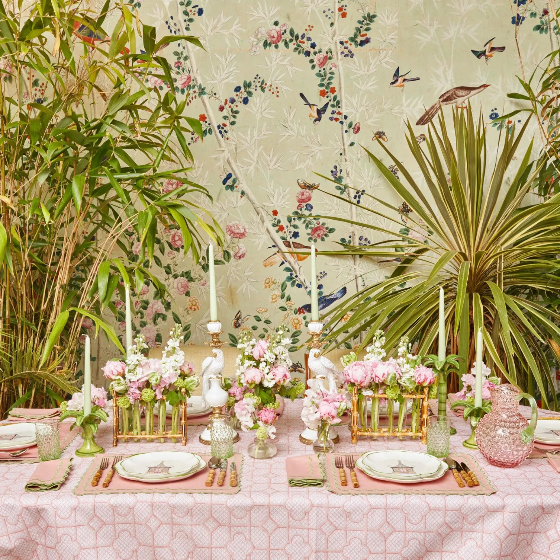 Pink & Green Pagoda Dinner Plate (Set Of 4)