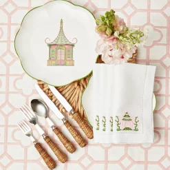 Pink & Green Pagoda Napkins (Set Of 4)